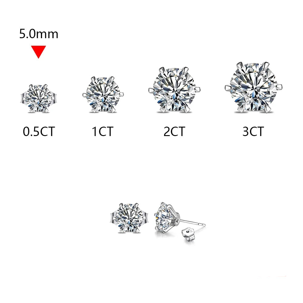 Classic six Claw Earrings 2.0 Carat Moissanite Diamond