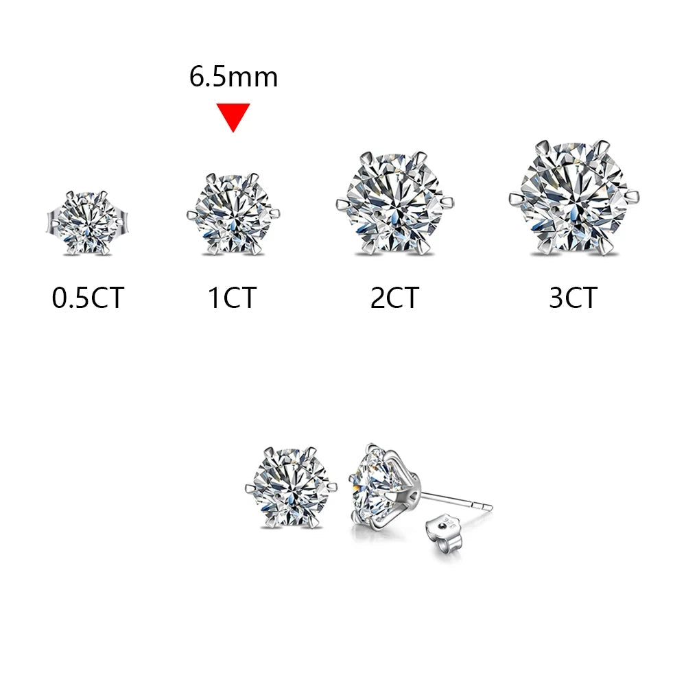 Classic six Claw Earrings 2.0 Carat Moissanite Diamond