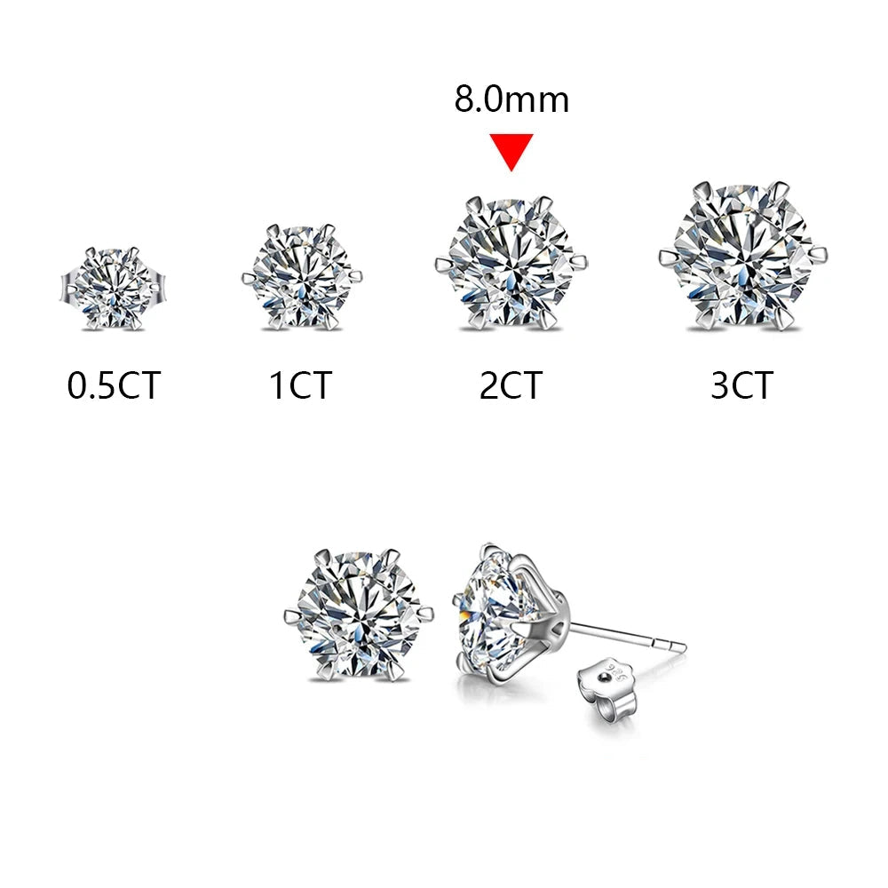 Classic six Claw Earrings 2.0 Carat Moissanite Diamond
