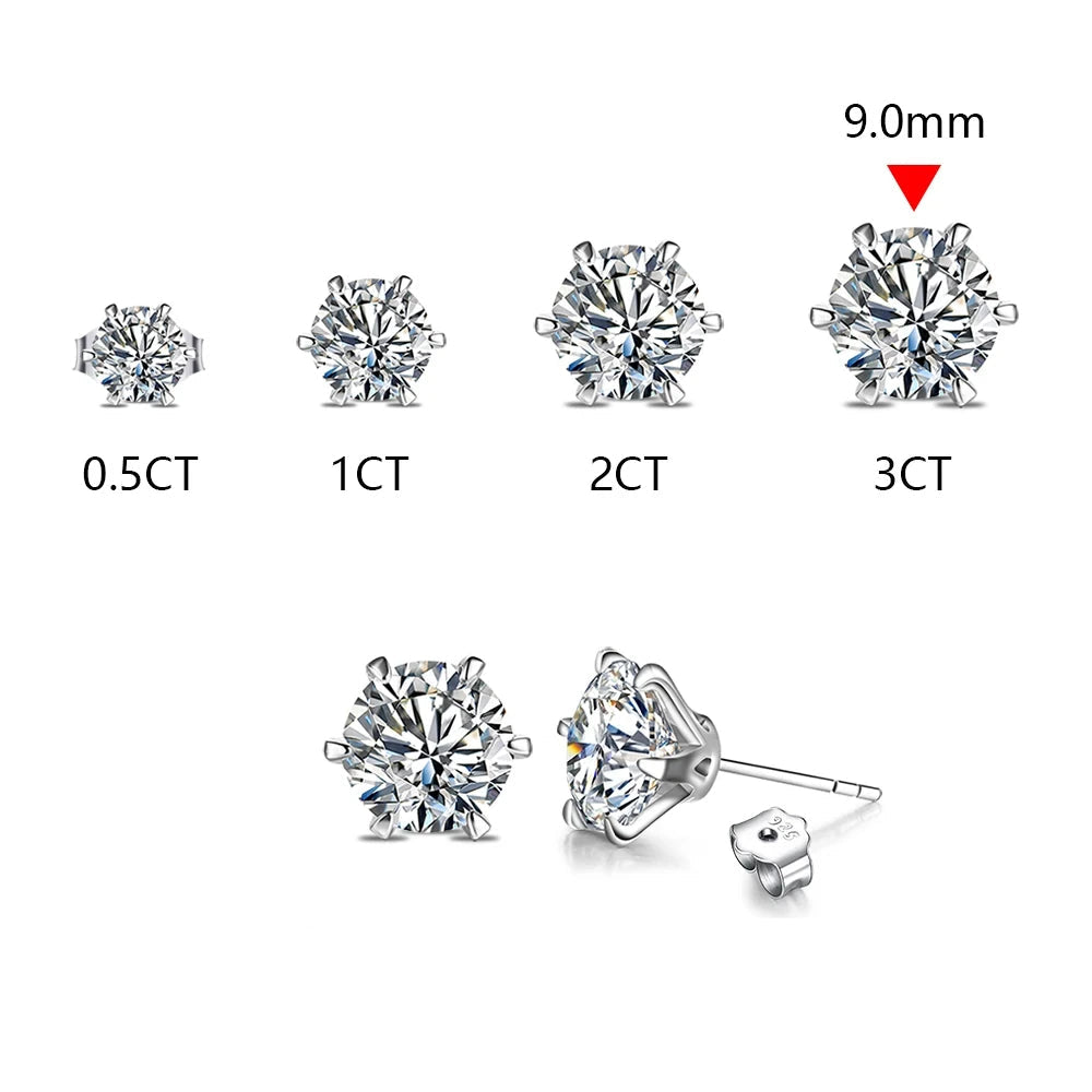 Classic six Claw Earrings 2.0 Carat Moissanite Diamond