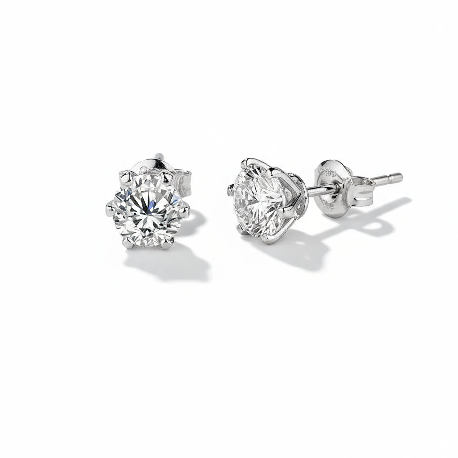 Classic six Claw Earrings 2.0 Carat Moissanite Diamond