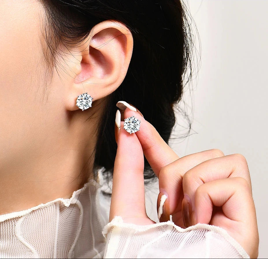 Classic six Claw Earrings 2.0 Carat Moissanite Diamond