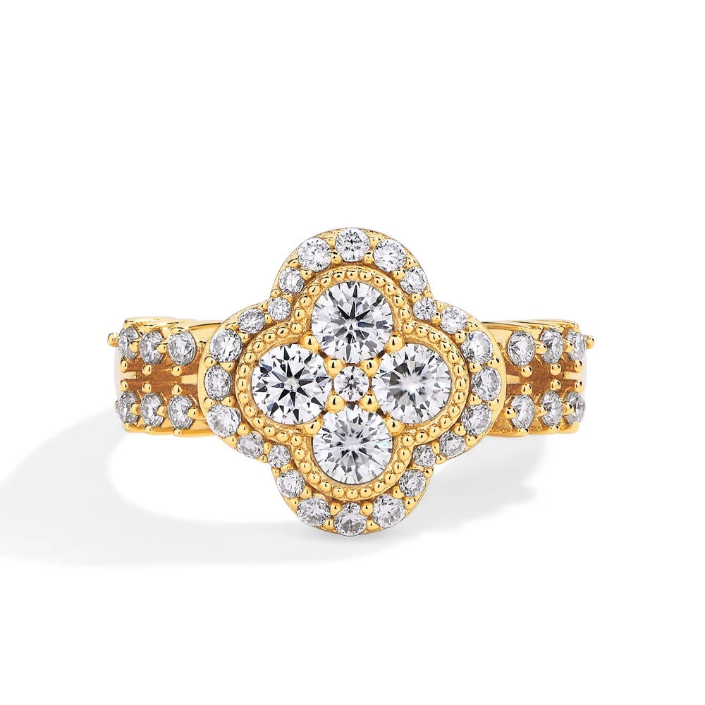 Four-Leaf Moissanite Diamond Ring For Women