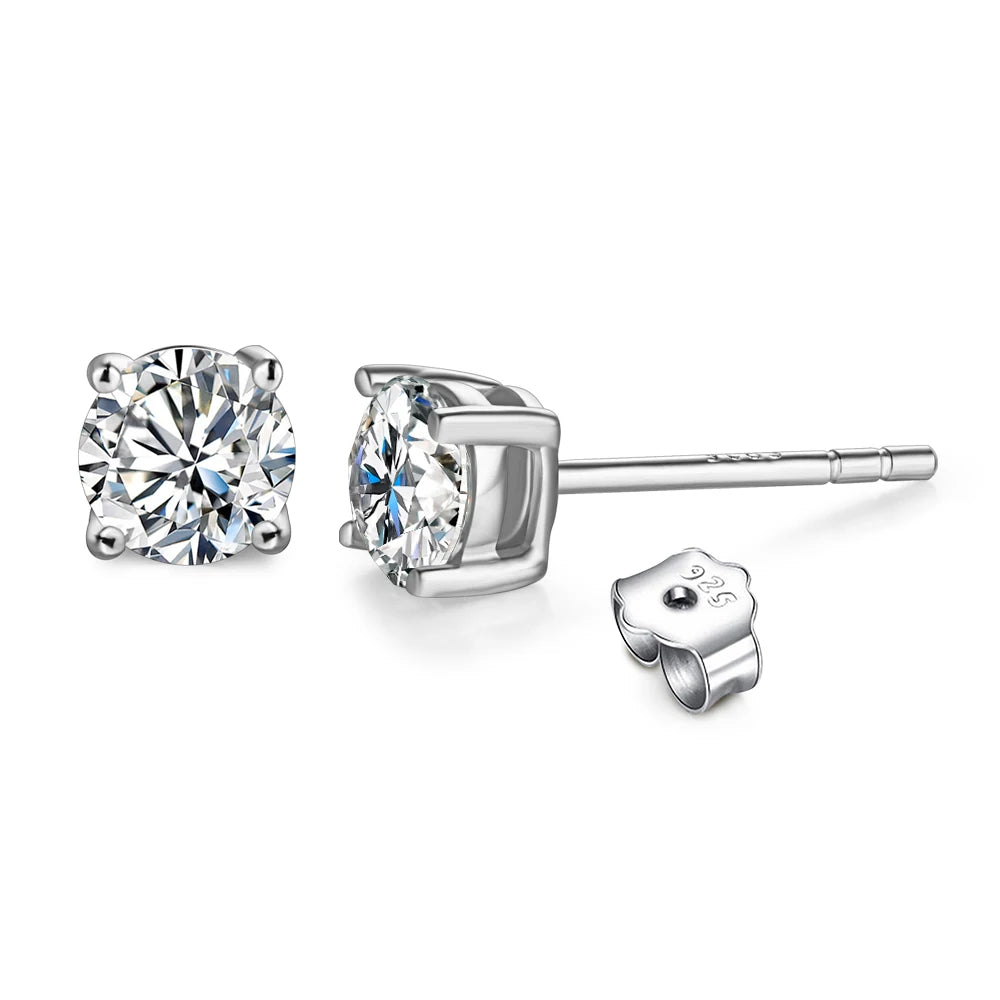 Classic Four Claw 0.5 Carat Moissanite Diamond Stud Earrings